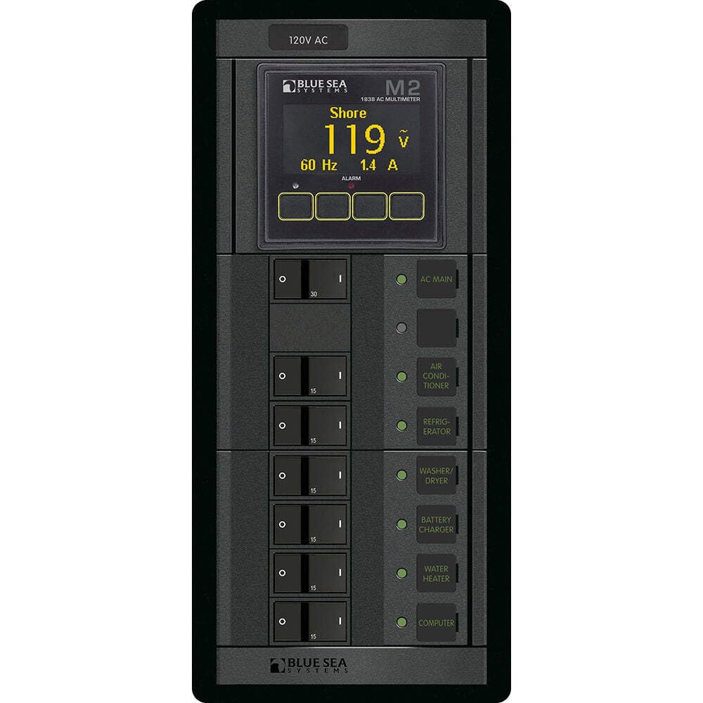 Blue Sea 1505 - 360 Panel - Main + 6 Position 120V Ac Flat Rocker W/M2 Ac Multimeter,WBAUVB0BDSHBWR4
