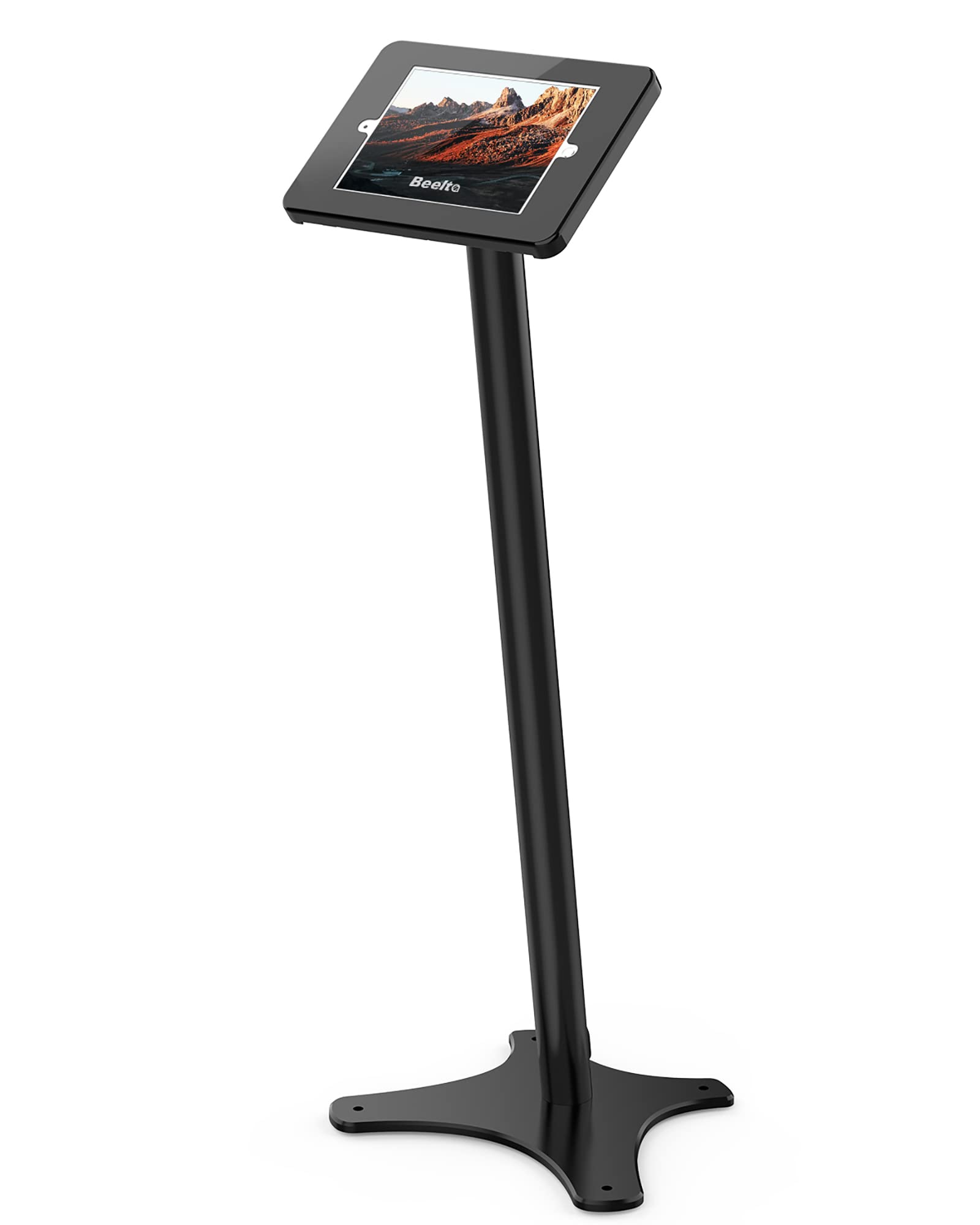 Beelta Tablet Floor Stand   360 Swivel Compatible With 10.2'' Ipad 7 8 9 Gen, Anti Theft, Key Lock, All Metal Floor Kiosk Stand