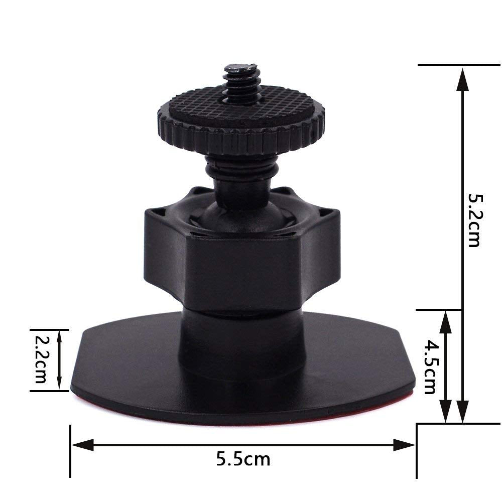 Isaddle Ch01B 1/4 Thread Camera Mount Mini Double-Sided Adhesive In Dash Cam Mount Holder - Universal Tripod Permanent Holder Fi