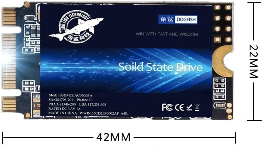 Dogfish Ssd Sata M.2 2242 256Gb Ngff Internal Solid State Drive High Performance Hard Drive Desktop Laptop Sata Iii 6Gb/S(256Gb*