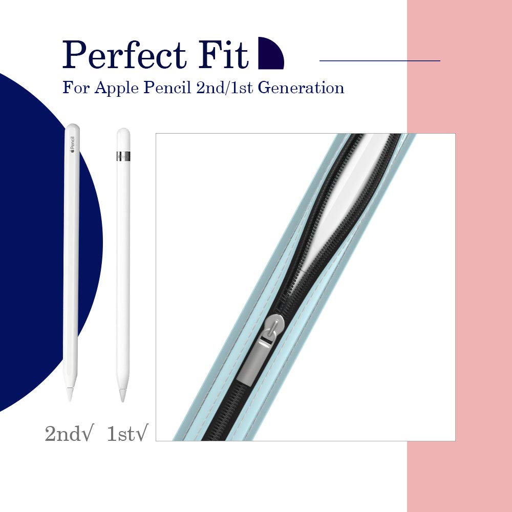 Moko Pencil Case Fit Apple Pencil 1St/2Nd, Pencil Sleeve Pu Leather Zipper Pouch Cover Fit New Ipad 10Th Generation 2022, Ipad 9