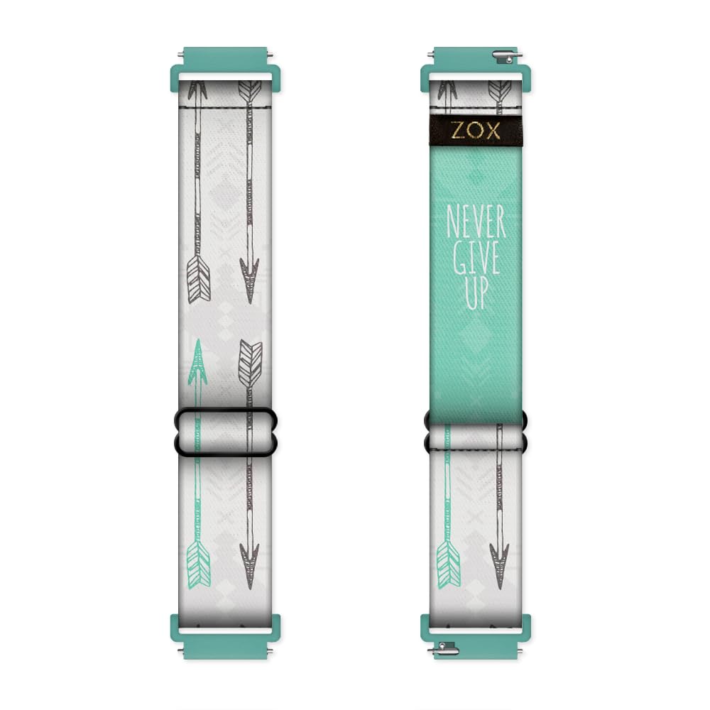 Zox Android Smart Watch Band - Never Give Up | Soft, Adjustable Elastic Band With Motivational Affirmations And Beautiful Artwor