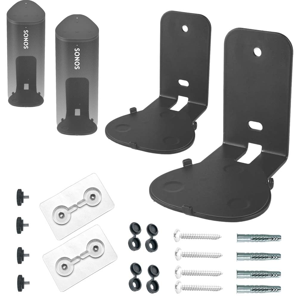 EMAQUIN Wall Mounts Brackets for Sonos Roam 2/Sonos Roam/Sonos Roam SL(Include 2 PCS,Drill Free,Sturdy Metal,Enduring Paint Fini