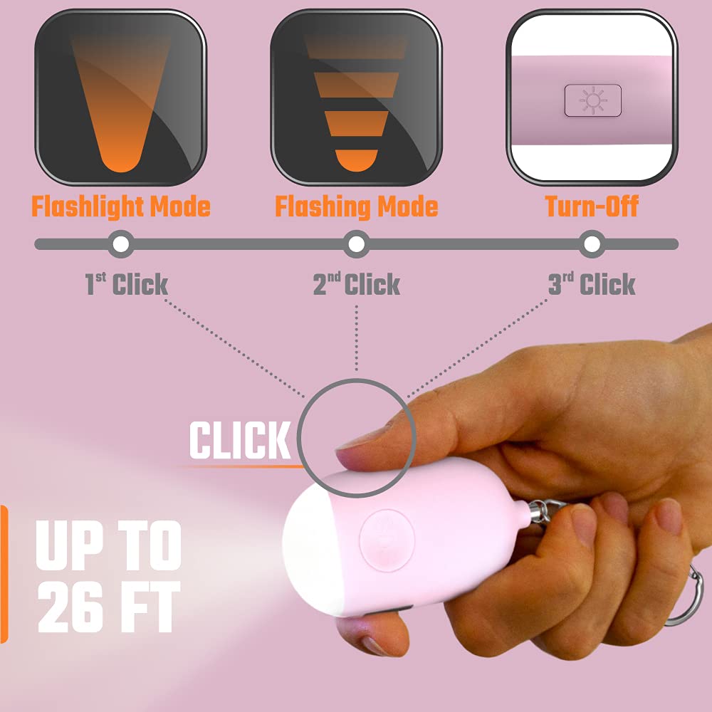 Rechargeable Self Defense Keychain Alarm   130 Db Loud Emergency Personal Siren Ring With Led Light   Sos Safety Alert Device Ke