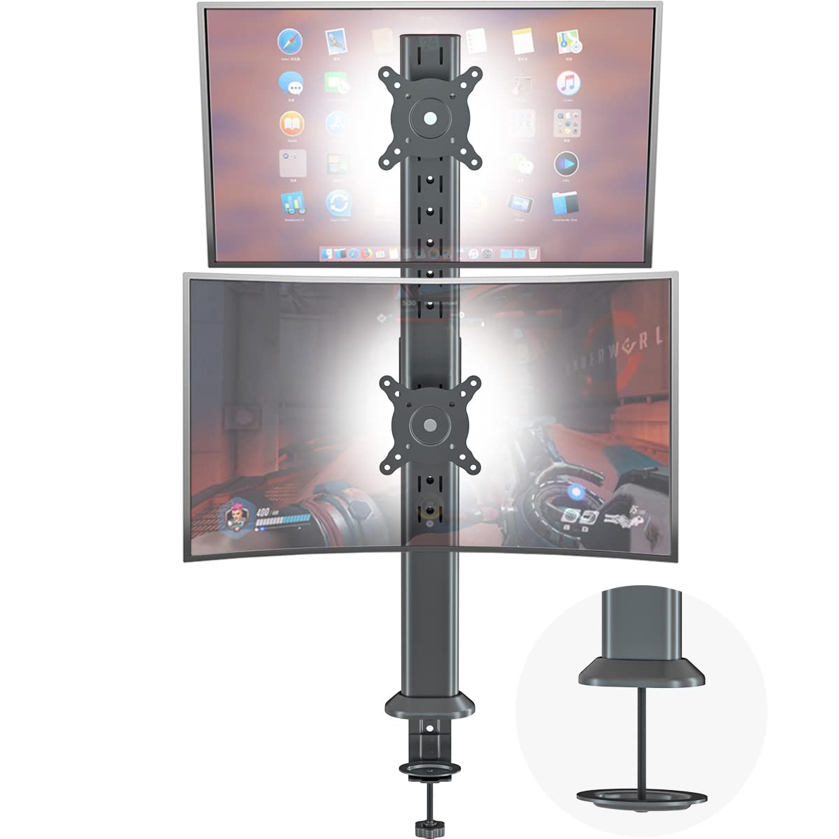 Hemudu Dual Monitor Articulating Desk Mount Arm Stand   Vertical Stack Screen Supports Two 13 To 34 Inch Computer Monitors With 