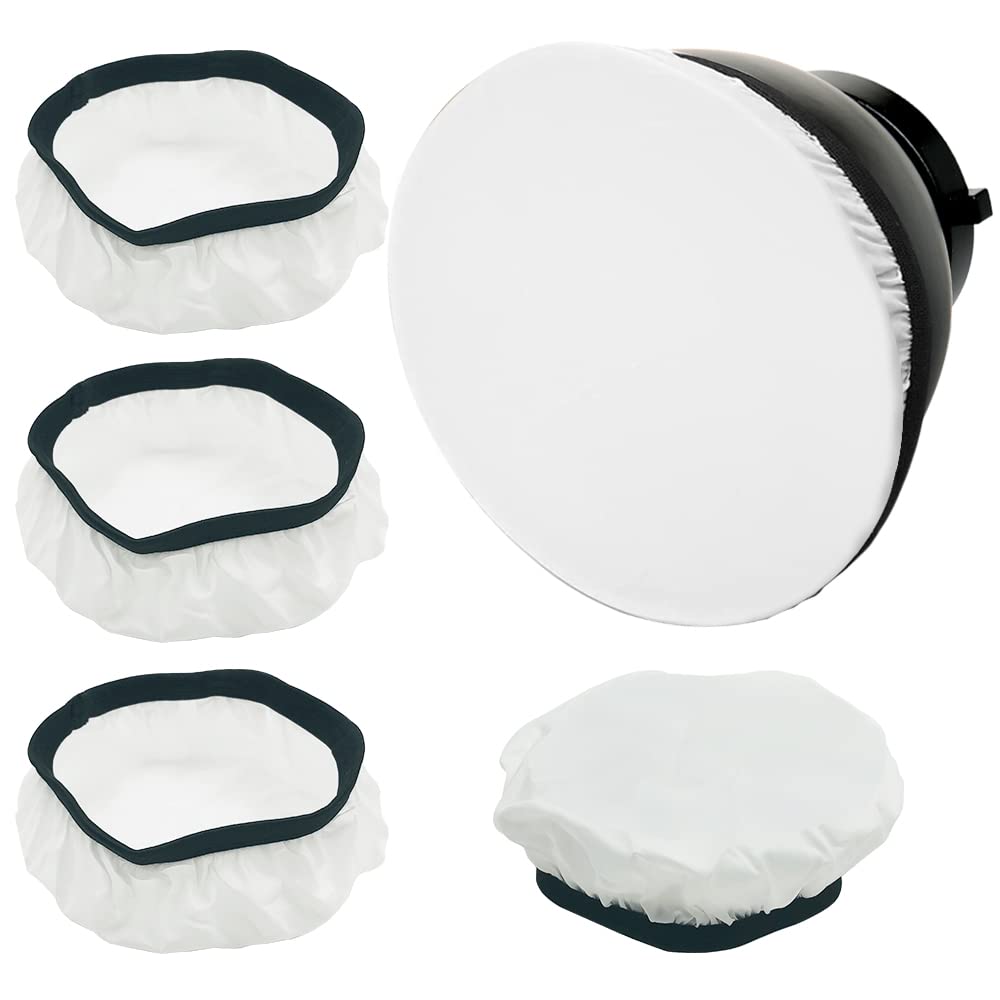 4 Pieces Light Diffuser Sock Findtop Lamp Socks Cover Cloth Soft White Diffuser Lamp Cover For Ring Light Flash Light (7 Inch/18