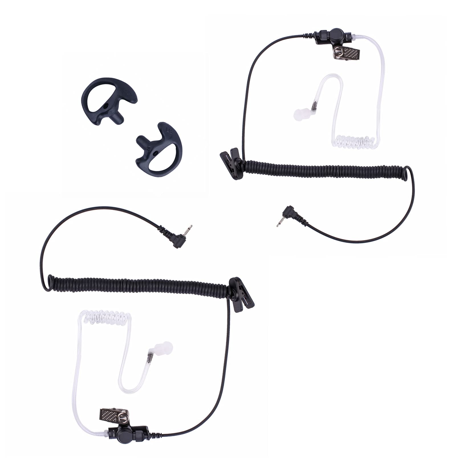 Pofenal Walkie Talkie Radio Listen Only Earpiece Headset With Clear Acoustic Tube Retaining Clip & Medium Earmold(3.5Mm Pin, 2 P