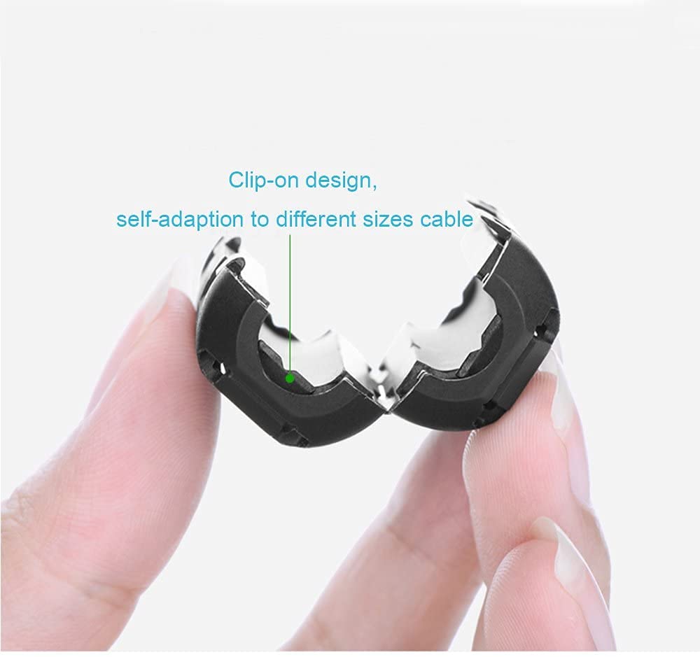 Topnisus [Pack Of 10] Clip On Ferrite Emi Cable Cores For Noise Suppressor Blocking Rf Interfere Emi Interfere Improve Signal In