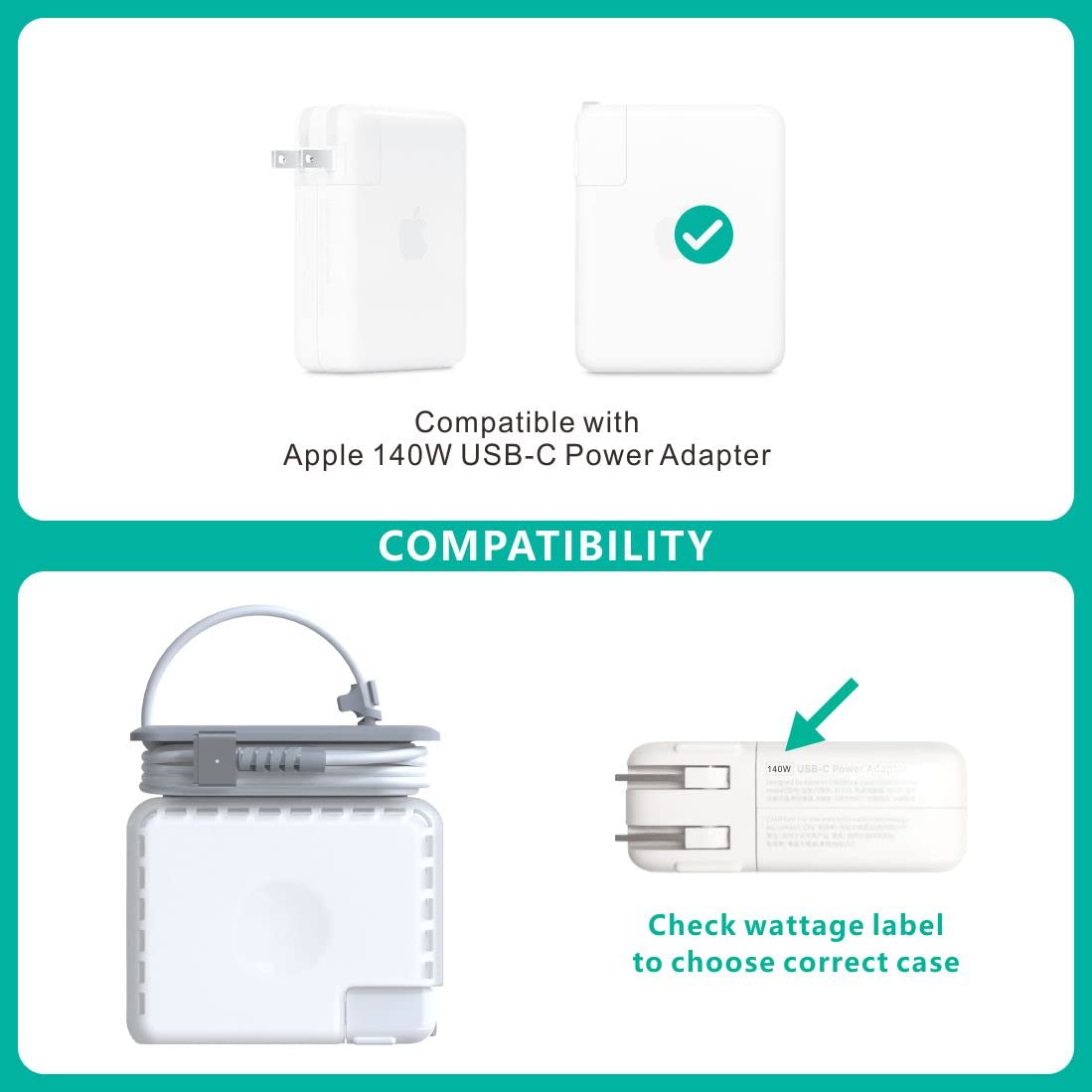 Tatofy Case For Macbook 140W Charger,140W Apple Charger Case, Macbook Charger Case, Travel Cord Organizer, Macbook Accessories (