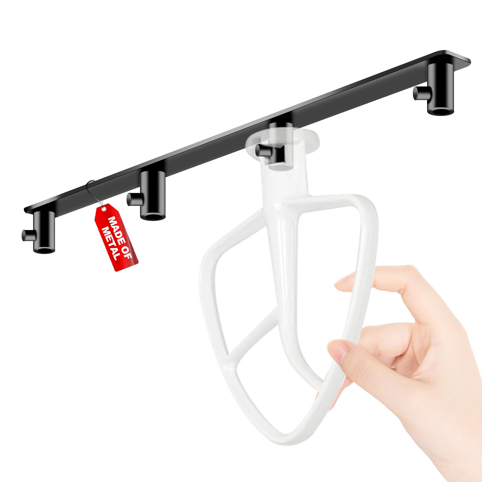 Tanggiteck 100% Metal Stand Mixer Attachment Holder  Premium HeavyDuty Organizer with 4 Hooks, for Storage and Organizing Your