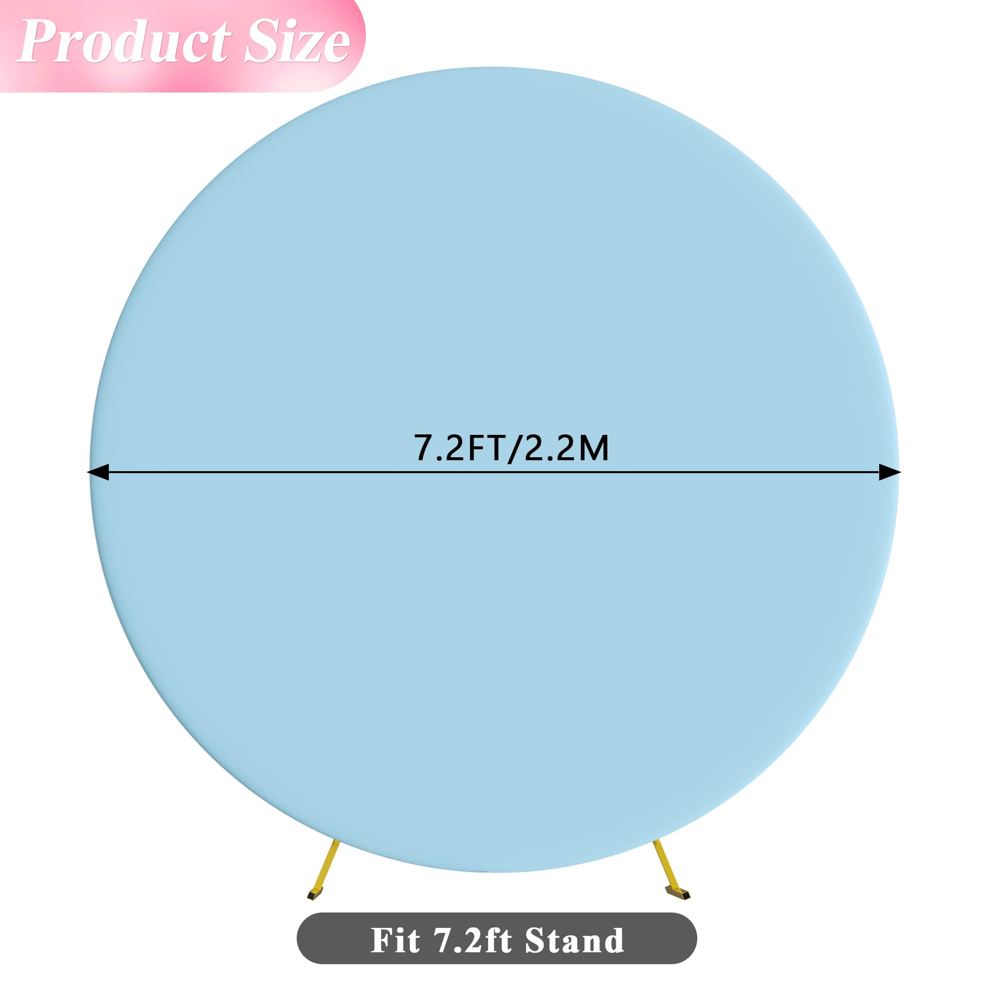 Wokceer 7.2Ft Round Backdrop Cover Round Arch Covers With Buckles Polyster Dusty Blue Circle Balloon Arch Cover For Wedding Birt