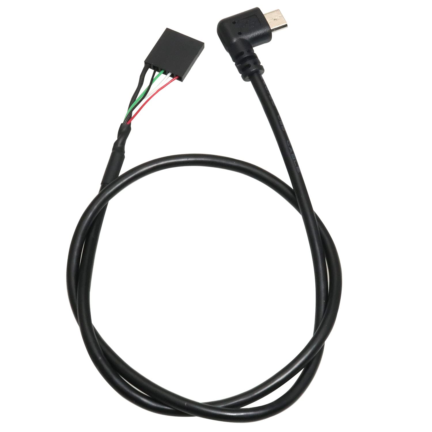 Bairong 90 Degree Right Angle Micro Usb Male To 5 Pin Motherboard Female Adapter Extended Cable 50Cm, Black