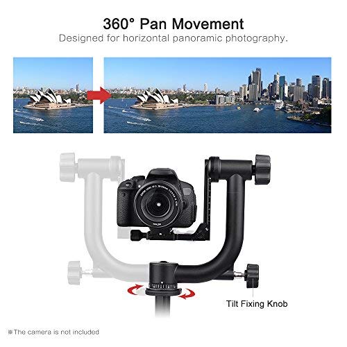 Andoer Heavy Duty Gimbal Head Gimbal Tripod Head With Arca Swiss Quick Release Plate Aluminum Alloy Tripod Gimbal Head Dslr Max. Load 30Lbs/13.6Kg