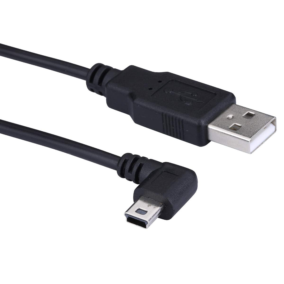 Larrits Extra Long 5M Usb 2.0 To Mini Usb Cable 90 Degree Left Angle Power Supply Charge Cord With 5Pc Wiring Clips For Garmin Nuvi Gps Car Dash Cam Gps Navigator Dvr Camcorder Camera