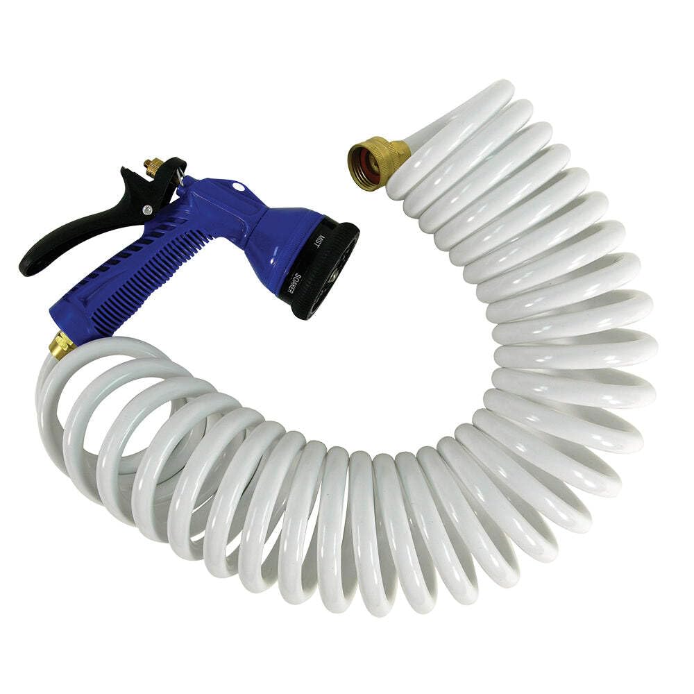Whitecap 25' White Coiled Hose W/Adjustable Nozzle,WBHDWB001F0KZ8G