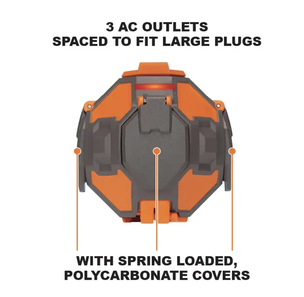 Ridgid 3 Outlet Power Ball Extension Cord Plus Usb