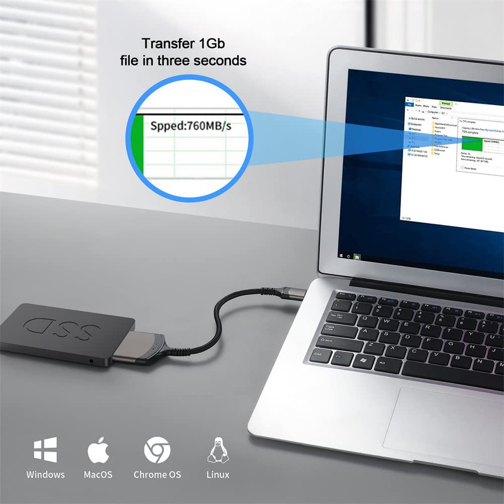 Nfhk 5Gbps Usb C Type C To Sata 22 Pin Adapter Cable For 2.5'' Hard Disk Driver Ssd Laptop