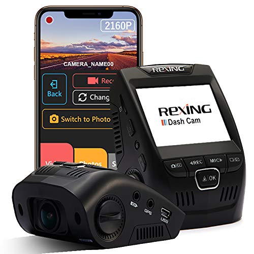 Rexing V1   4K Ultra Hd Car Dash Cam 2.4'' Lcd Screen, Wi Fi, 170   Wide Angle Dashboard Camera Recorder With G Sensor, Wdr, Loo