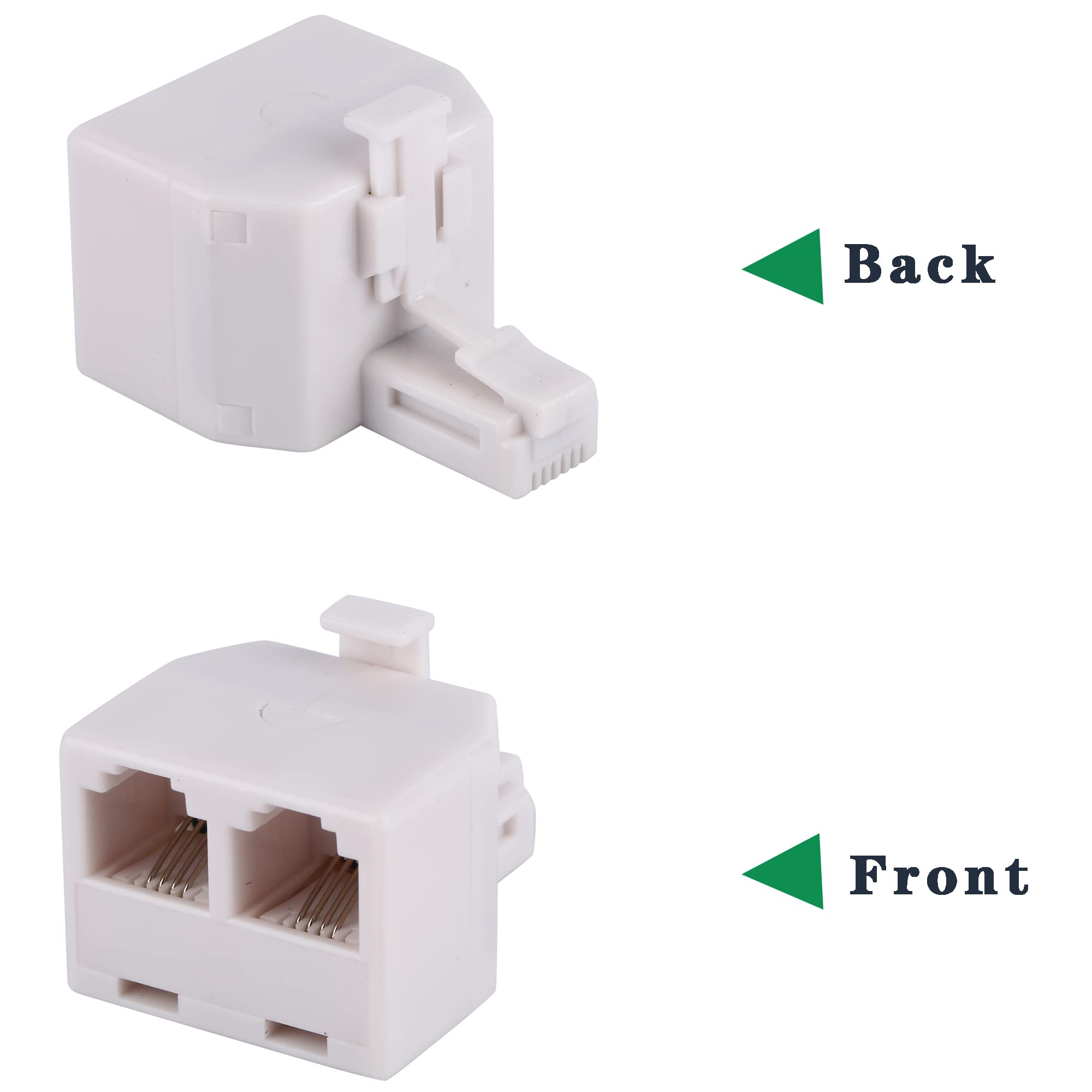 2+1Pack 2Pcs Phone Jack Splitter Rj11 6P4C Male To Females And 1Pc Phone Line Coupler For Landline And Fax  Beige (2 Way)