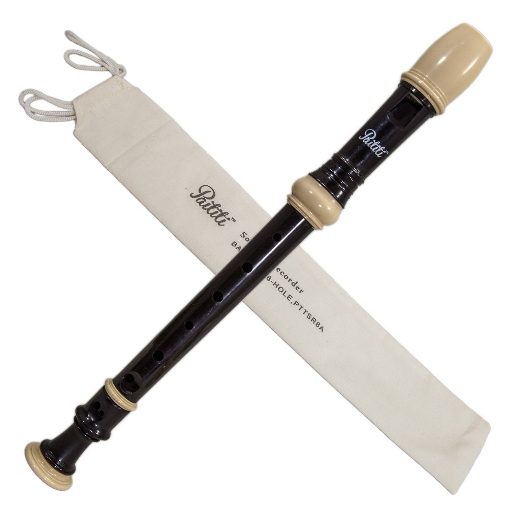 Paititi Soprano Recorder 8 Hole With Cleaning Rod + Carrying Bag, Creamy/Black Color, Key Of C