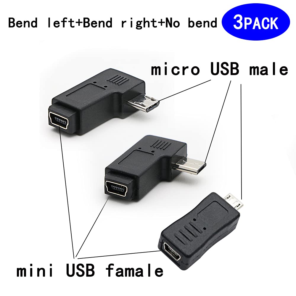 Rgzhihuifz Usb Micro To Mini Adapter, 3 Pack, Black
