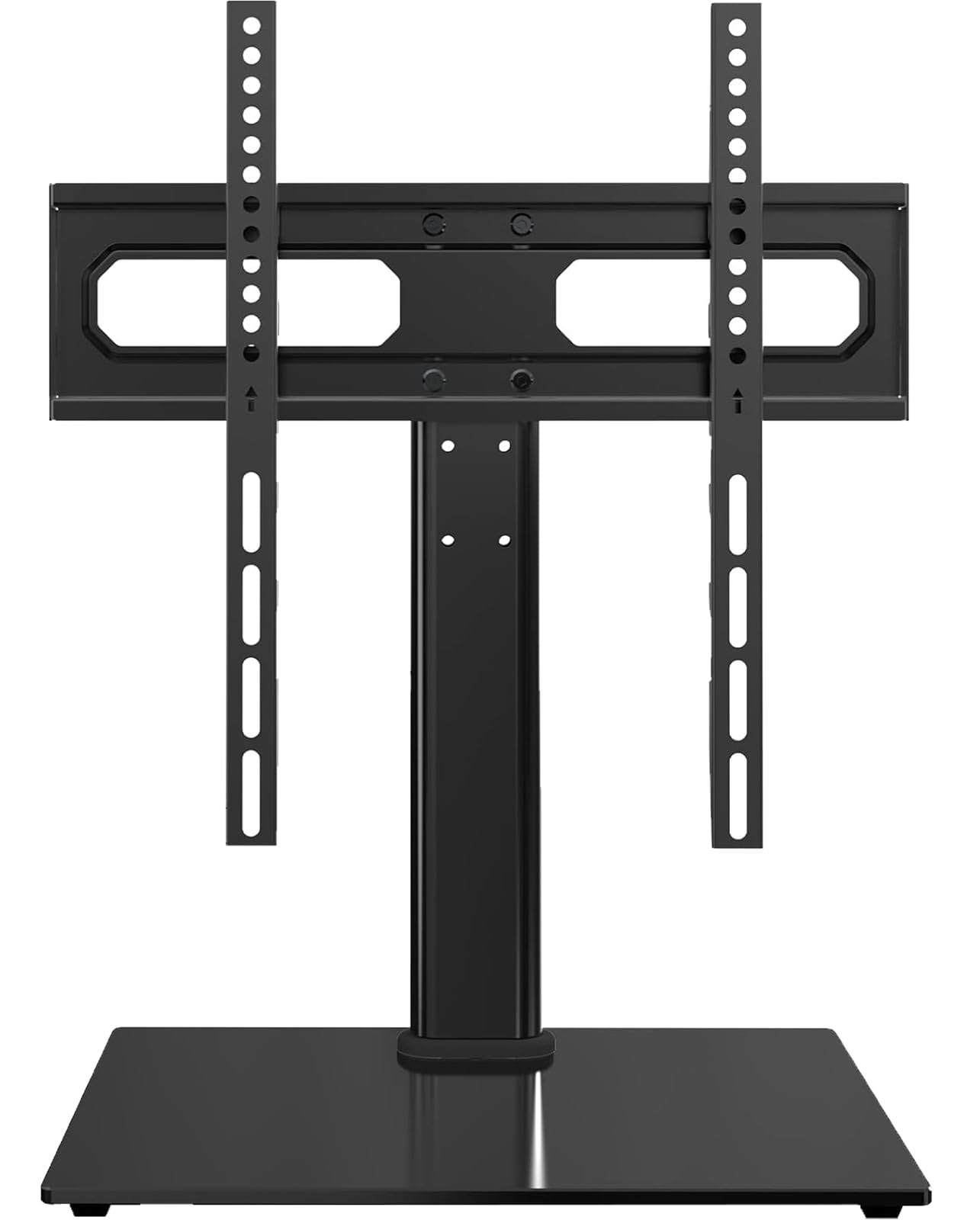 Olixis Universal Tv Mount Stand For 26 55 Inch Tvs, Height Adjustable, Swivel Table Top Tv Stand With Tempered Glass Base, Holds