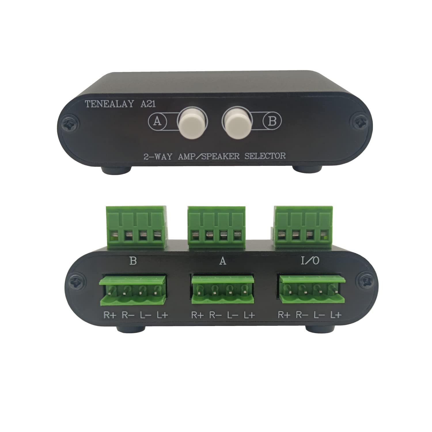 Tenealay 2 Way Stereo Amplifier Speaker Selector, Ab Speaker Switch 2 Zone Distribution, Amp Switcher Box, Spk Controller A21