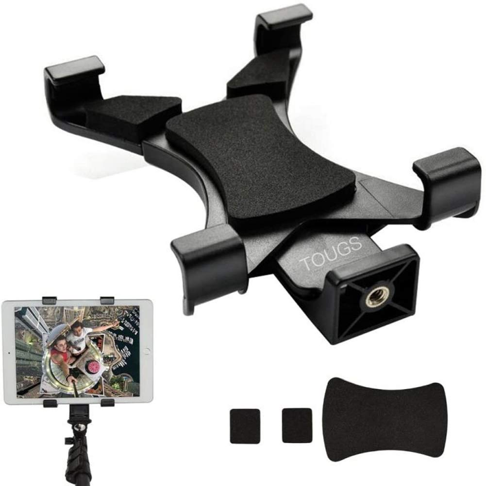 TOUGS Universal Tablet Tripod Mount Holder for Apple iPad, Samsung Galaxy Tab, Google Nexus, iPhone - Black