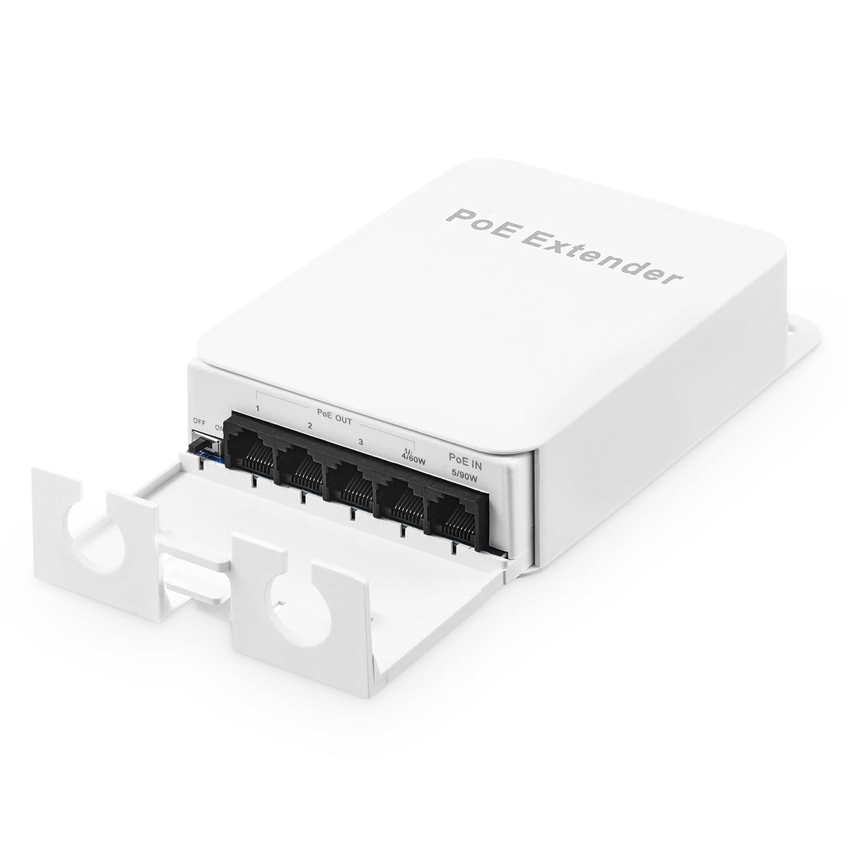 Outdoor Poe Passthrough Switch, 1 Poe In 4 Poe Out Extender, Ieee802.3Af/At/Bt Poe Powered 90W, 100Mbps Ethernet, Wall Mount Wat