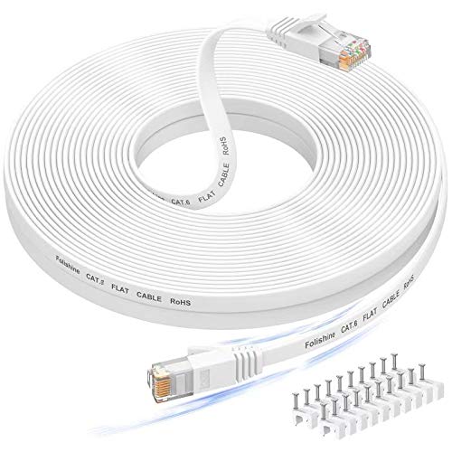 Folishine Cat 6 Ethernet Cable High Speed With Network Patch Cords, Lan Cable Clips&Rj45 Connector For Router Modem Faster Than
