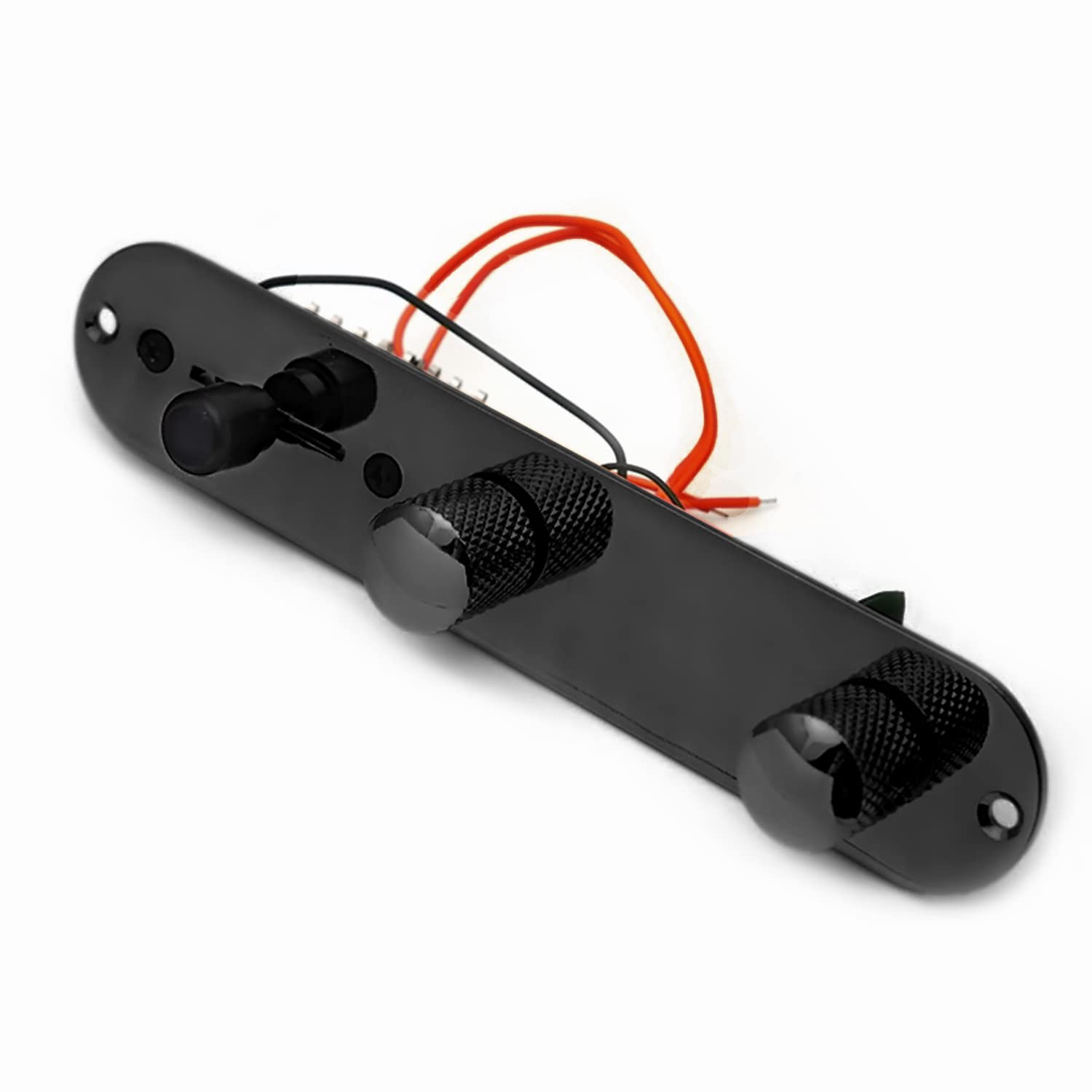 SAPHUE Guitar Control Plate Loaded Chrome/Nickel with 3 Way Switch 500K Tone and Volume Knob Prewired Screws Output Jack for Fen