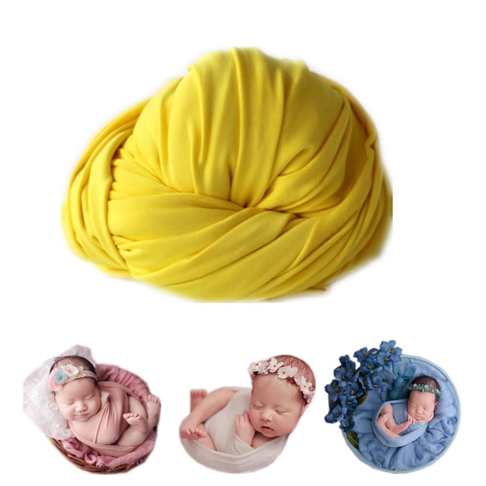 Coberllus Newborn Baby Photo Props Blanket Stretch Without Wrinkle Wrap Swaddle For Boys Girls Photography Shoot (Yellow)