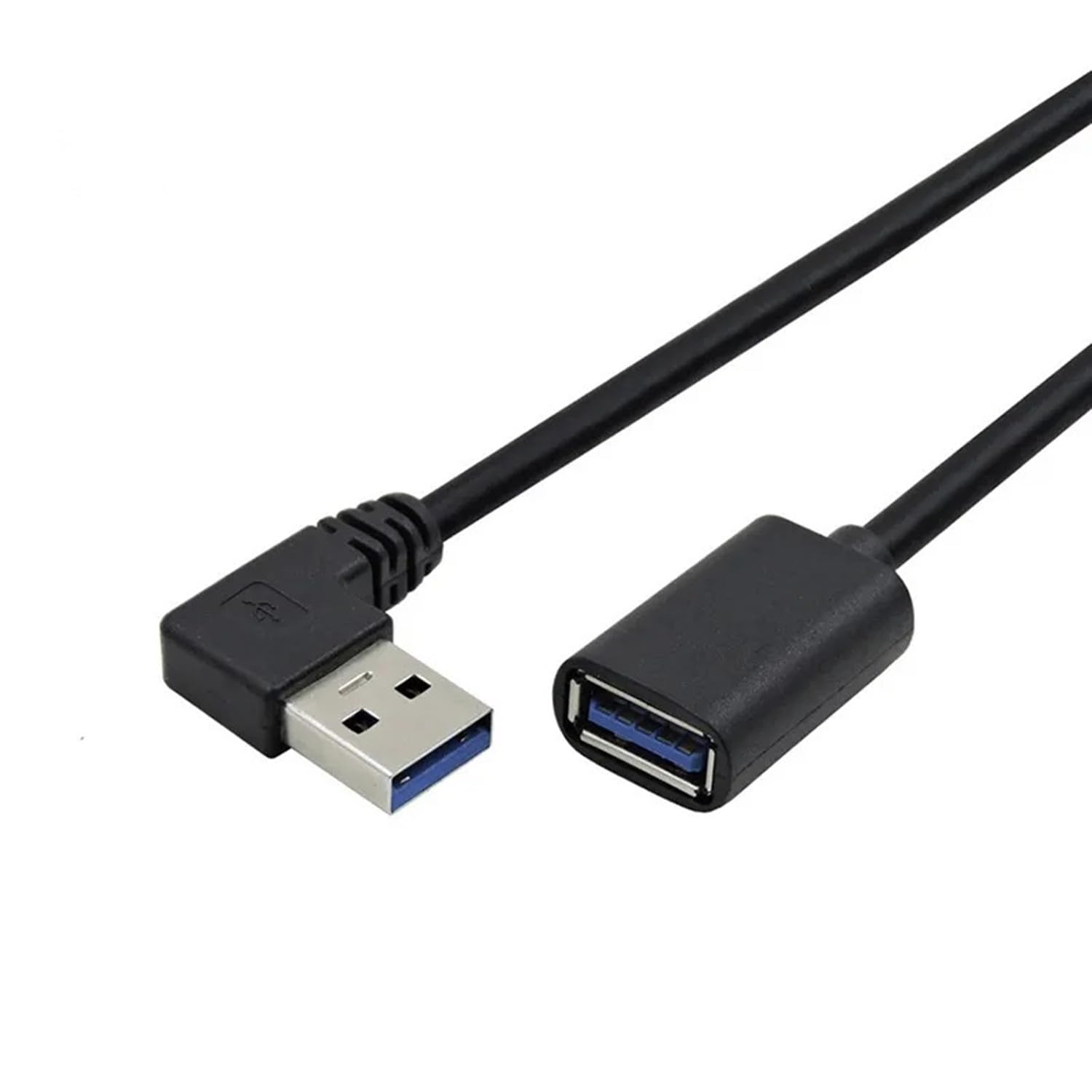 Alinna Usb 3.0 Extension Cable, 90 Degree Left Angle Black Usb 3.0 Male To Female Extender Cord For Computer, Tablet, Television, Projector, Printer, Flash Drive, Usb Keyboard, Gamepad 30Cm