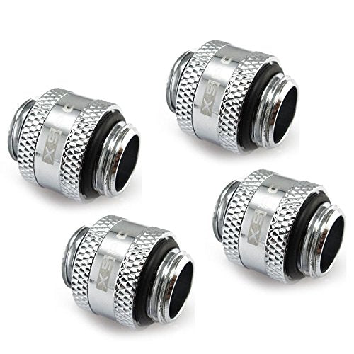 Xspc G1/4'' Male To Male Rotary Fitting, Chrome, 4 Pack