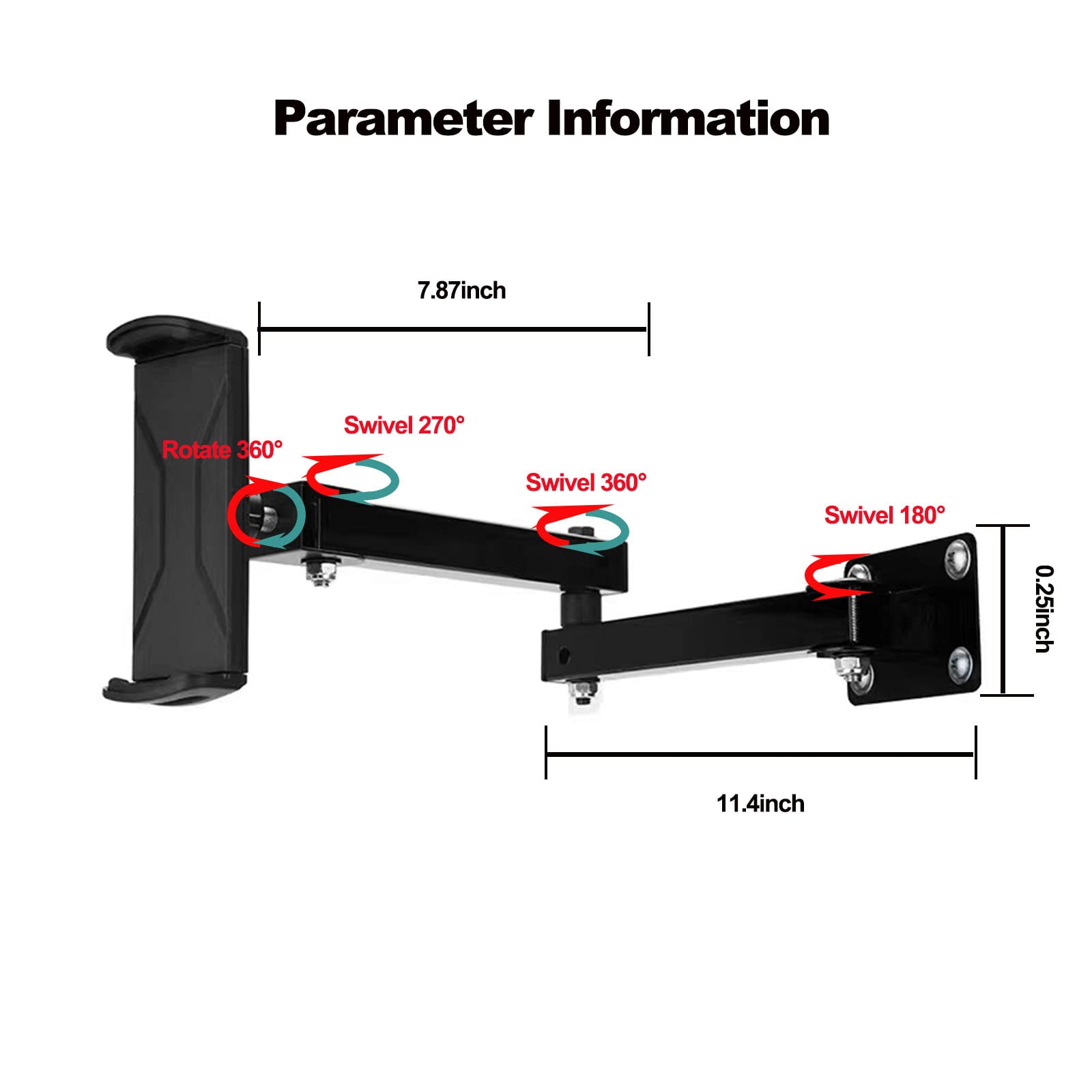Gsruan Adjustable Folding Tablet Wall Mount For 4.7~12.9 Inch Multi Angle Phone Tablet Holder(Black)