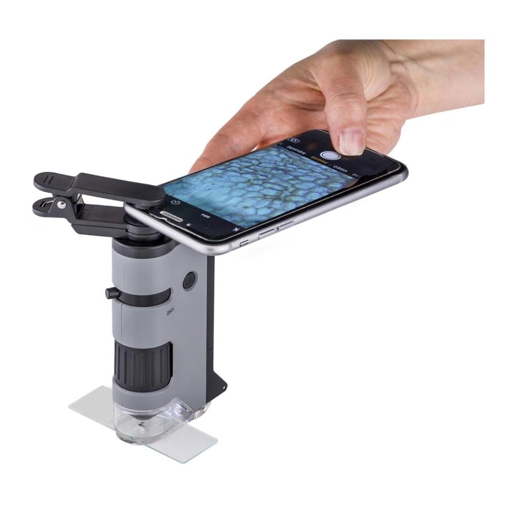 Carson Microflip 100X-250X, Led Uv Pocket Microscope With Smartphone Clip, Stem Education (Mp-250)