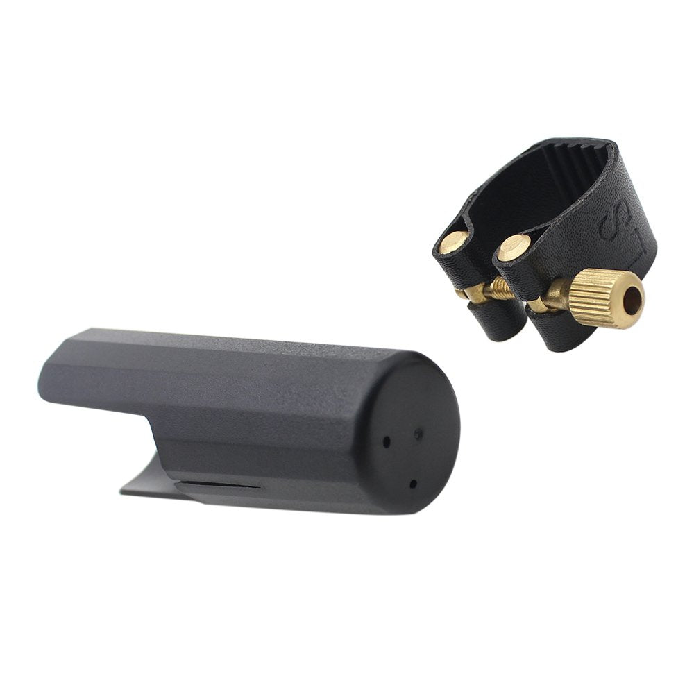 Andoer Leather Ligature Fastener With Plastic Cap For Tenor Sax Saxphone Bakelite Mouthpiece