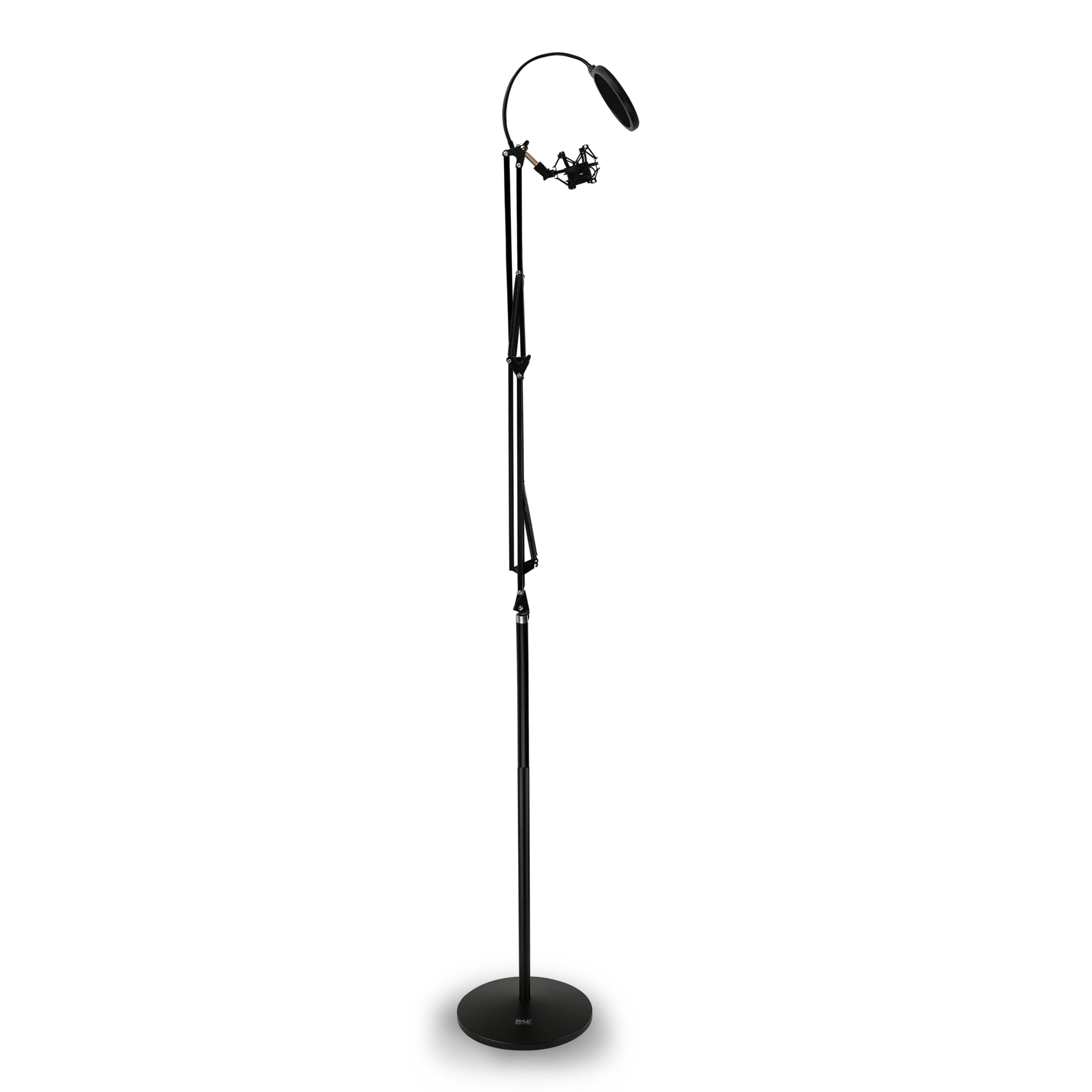 Pyle Microphone Boom Suspension Stand   Scissor Spring Arm Floor Mic Stand With Shock Mount & Pop Filter (Pmksh28),Black
