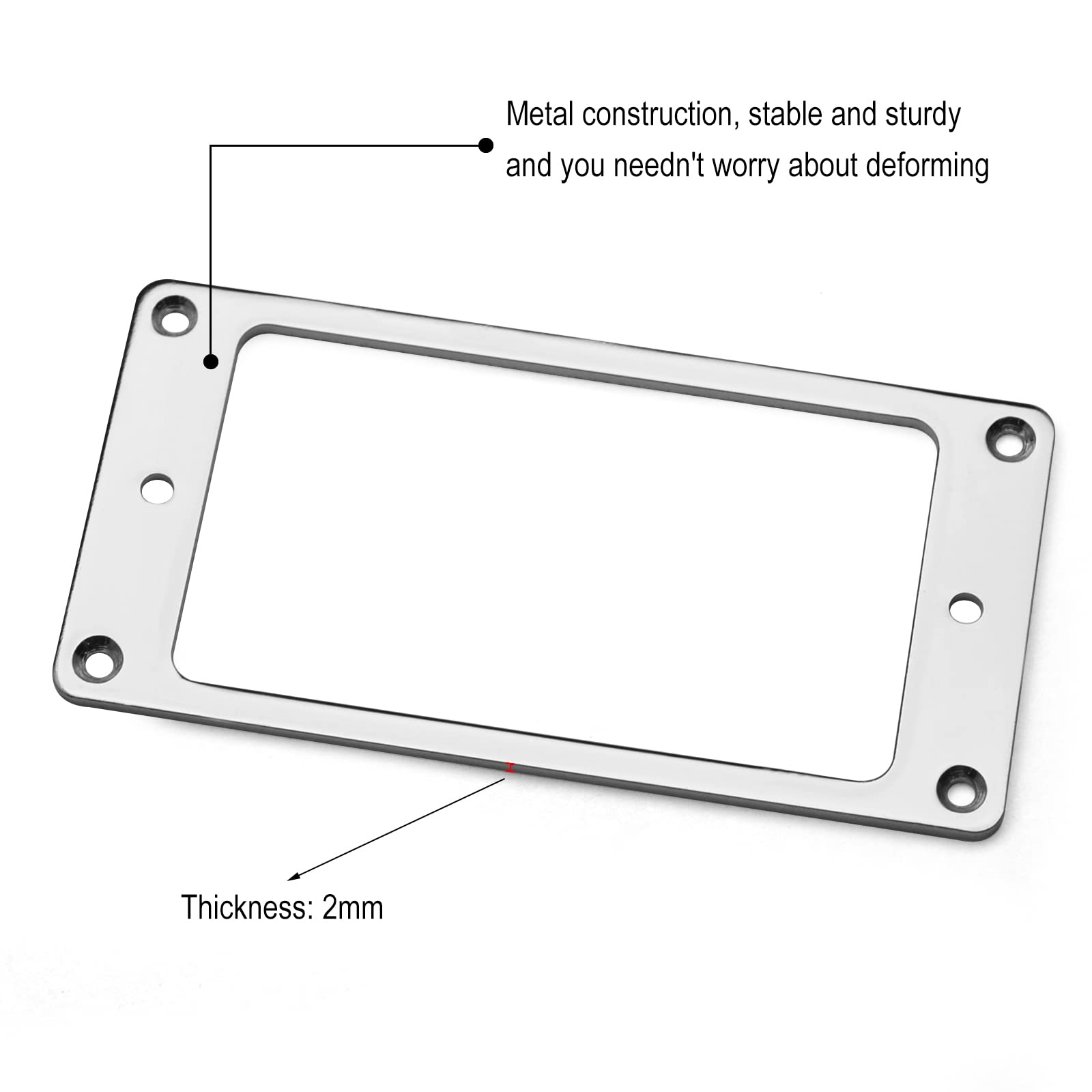Maxcheer 2Pcs Metal Iron Flat Humbucker Pickup Ring For Electric Guitar Replacement (Chrome)