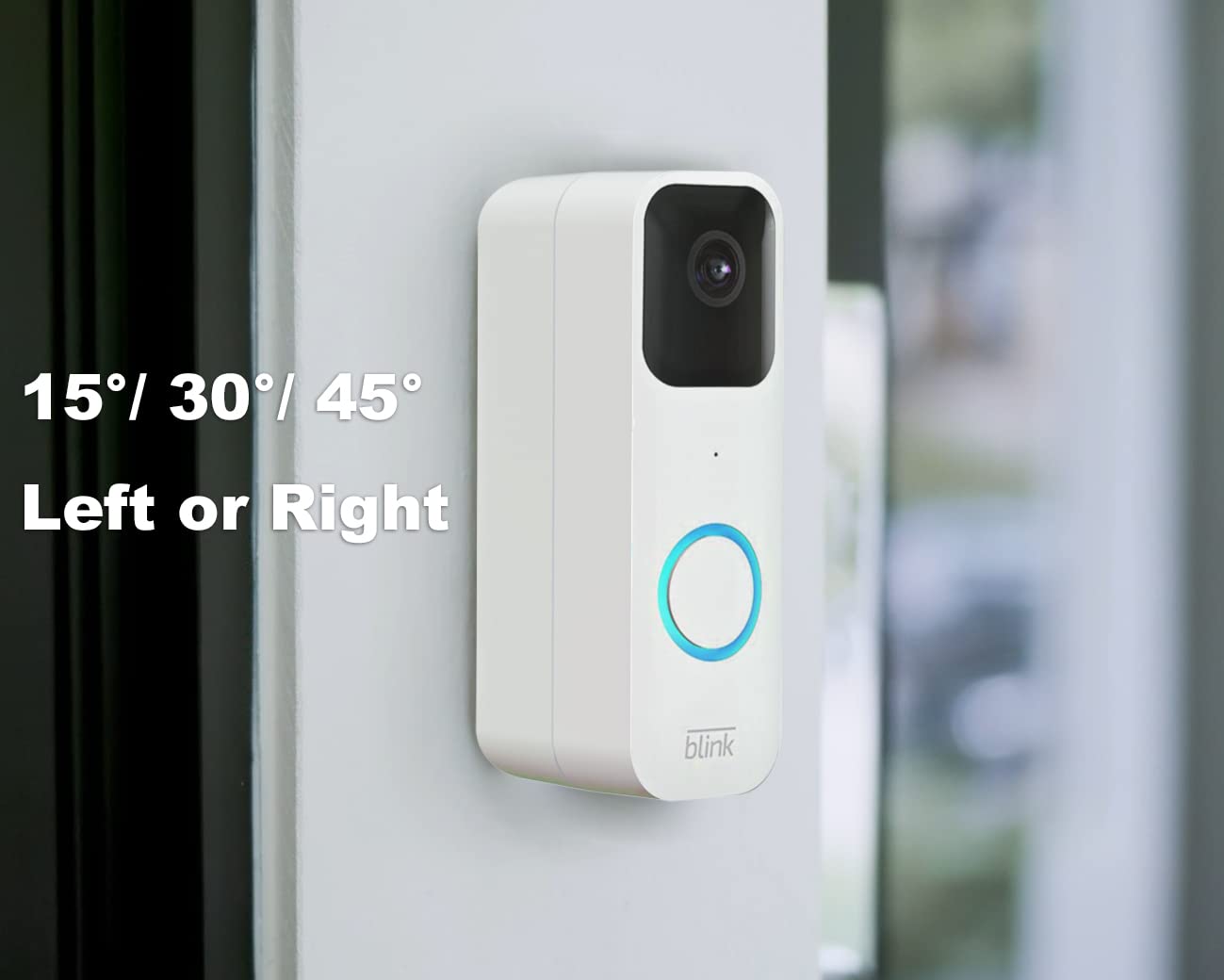 Blink Doorbell Mount, Adjustable (15 To 45 Degrees) Corner Mount, No Drill Mounting Bracket For Blink Doorbell Camera, Wide Viewing Angle Mount, White
