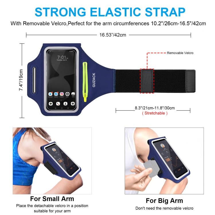 Guzack Running Armband, Running Phone Holder With Key Pockets & Card Slot For Iphone 15 14 13 12 11 Pro Max Plus, Galaxy S24 S23