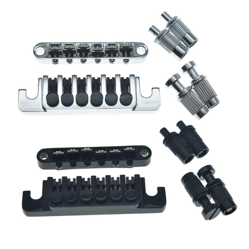 Kaish Black Guitar Roller Saddle Bridge Tune O Matic Bridge With Tp 6 Style Lp Stopbar/Bridge Tailpiece For Epiphone Les Paul Lp