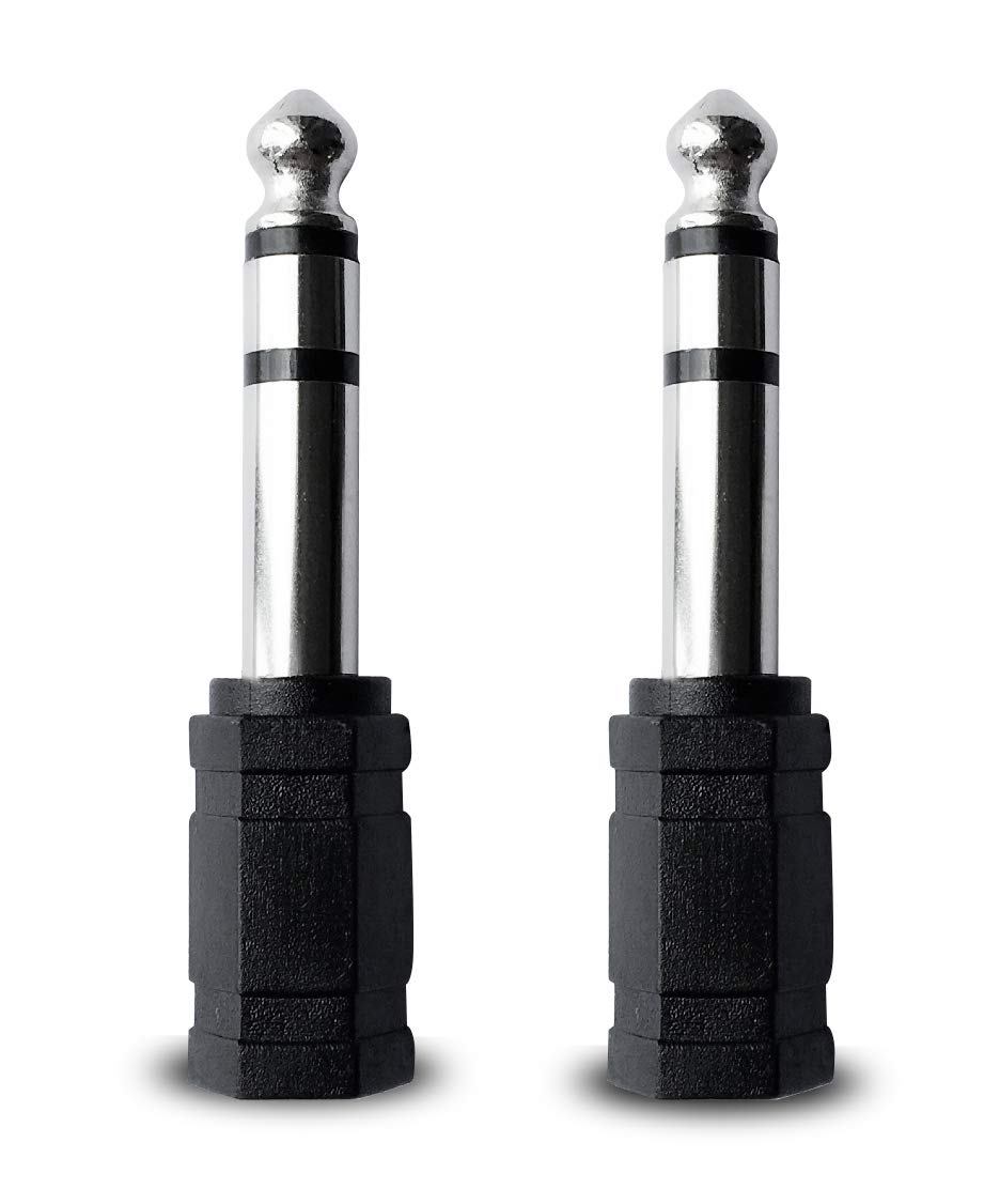 Audio Adapter 6.35mm(1/4 inch) Male to 3.5mm(1/8 inch) Female Headphone Stereo Audio Connector (2 Pack)