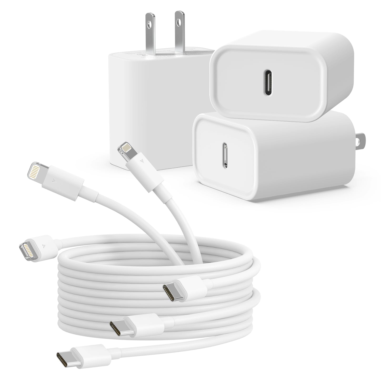 3Pack iPhone Charger [MFi Certified] USBC Wall Charger with Lightning Cable