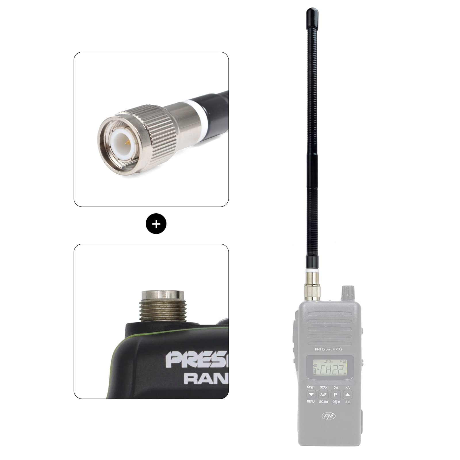 Uayesok 27Mhz Rubber Tnc Cb Antenna For President Randy, Randy Ii Fcc Handheld Cb Radio, Flexible Soft Whip Cb Antenna