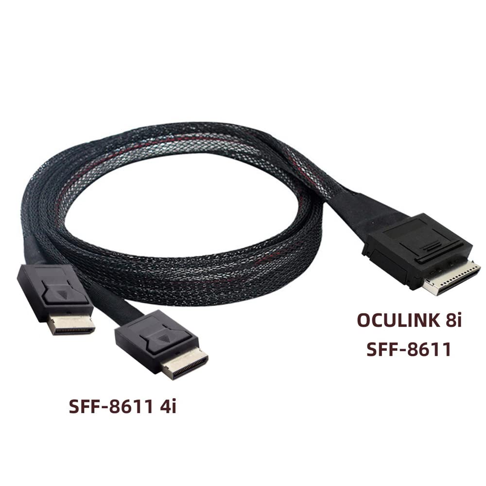 Cablecc 50Cm Oculink Pcie Pci Express Sff 8611 8X 8 Lane To Dual Sff 8611 Oculink 4X Ssd Data Active Cable