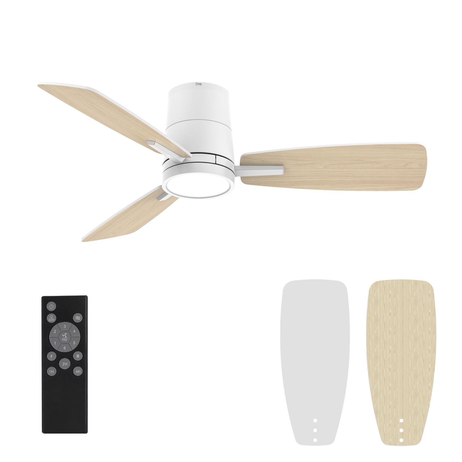 Atolit Ceiling Fans with Lights,42 inch,Quiet Reversible Motor,Easy to Install,6 Speeds,3CCT,Timer, White Modern Ceiling Fan for