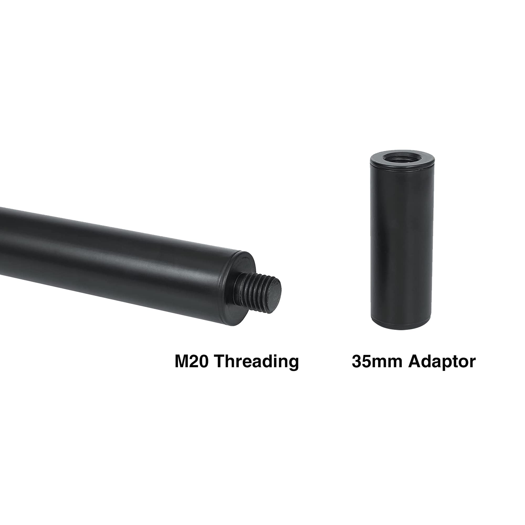 Sound Town 2-Pack Adjustable Height Subwoofer/Speaker Poles (35-54) With M20 Threaded Lower End & 35Mm Adaptor, 132 Lb Load Capa