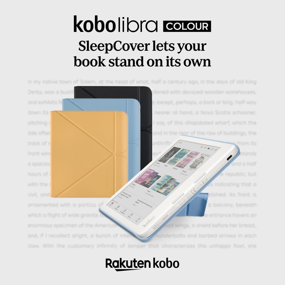 Kobo Libra Colour Sleepcover Case | Black | Sleep/Wake Technology | Built In 2 Way Stand | Vegan Leather | Compatible With 7