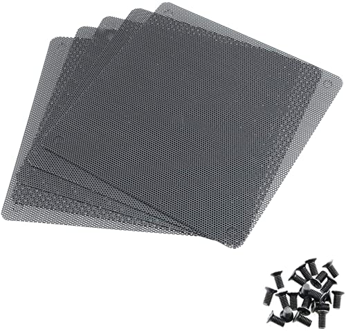 Hasthip 5Pcs 12Cm Pc Fan Dust Filter Black Square Pc Computer Mesh Dustproof Case Cover Fan Pc Dust Filter Cooler With 20 Screws